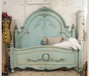 Di alta qualità francese <span class=keywords><strong>legno</strong></span> <span class=keywords><strong>massello</strong></span> fatto a mano intagliato camera da letto letto parete letto King/Queen Size bianco letto - Product Image 1