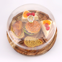 Plateau à gâteau populaire en vente chaude, plateau roulant en acacia, assiette à nourriture, vaisselle en bois, plateau de service