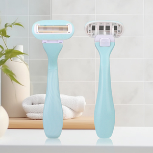Rasoir pour femmes, système de rasage pour peaux sensibles, recharges remplaçables, 5 lames, rasoir facial réutilisable pour femmes, rasoir de rasage pour femmes - Product Image 1
