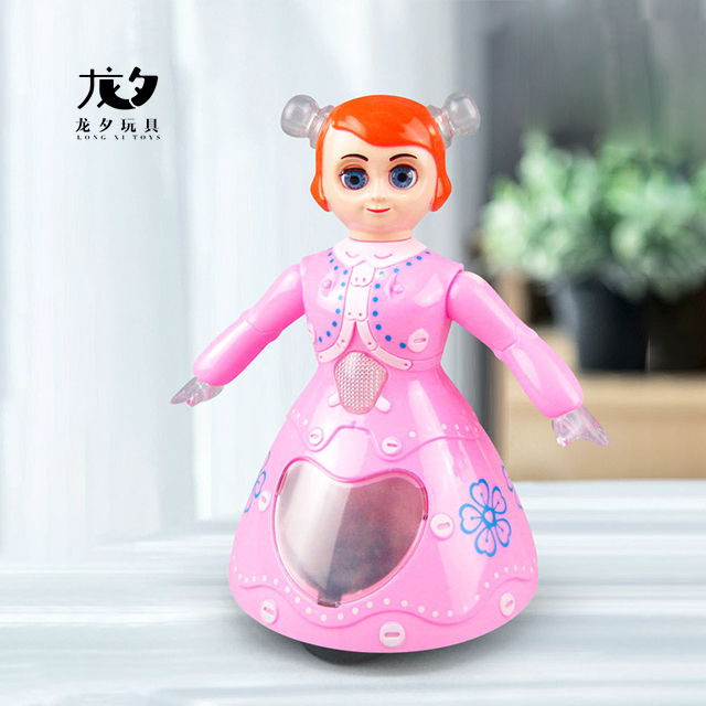 Longxi Electric Girls Doll Cartoon pink Girls Dolls Light-up Toys Educational Toy Music Puppet Robot for Kids