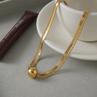 Collier polyvalent en acier inoxydable plaqué or 18 carats avec petites boules dorées, bijoux de qualité supérieure pour femmes TGXL15429