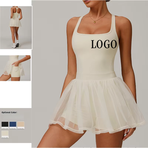 Das neue atmungsaktive 2-in-1-Tennis-Mesh-Kleid aus recyceltem Polyester-Spandex I Back Tüllrock Elegantes Padel-Pickleball-Mull kleid - Product Image 1