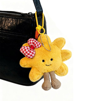 Porte-clés en peluche soleil mignon personnalisables en gros avec nœud, porte-clés soleil Kawaii, superbes cadeaux pour sacs à dos, sacs à main, breloques