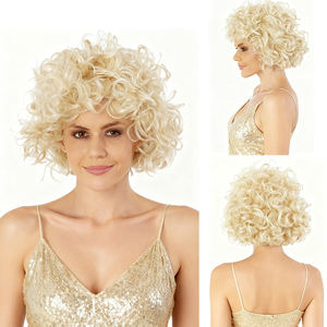 Peluca Rubia Corta y Rizada de Primera Calidad, Sintética, Resistente al Calor, de Aspecto Natural para Mujeres, para Fiestas, Cosplay, Actuaciones en Escenario - Product Image 1