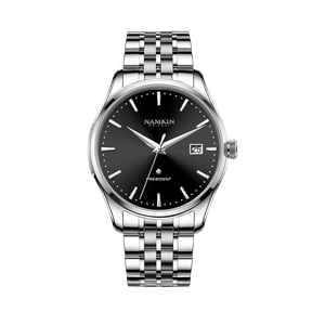 NAMAKIN Men's Stainless Steel Miyota Mechanical Watch 40mm Black Dial Date Display <b>Chronograph</b> Elegant Luxury Band 20mm Folding - Product Image 3