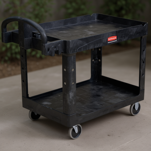Carrello Multiuso con Bordi S Fg450058bla Stile Sportivo Nero a 2 Ripiani, Carrello da Lavoro Resistente - Product Image 3