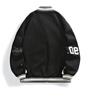 OEM 定制嘻哈校队夹克，立领，球队刺绣徽标，羊毛/粘胶材质 - Product Image 4
