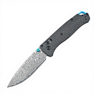 Couteau tactique pliant E233, lame en acier Damas, manche en fibre de carbone, DIY OEM, couteau de poche durable pour le camping en plein air, couteau d'autodéfense - Product Image 3