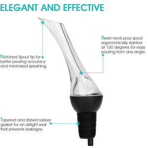 <span class=keywords><strong>Aérateur</strong></span> <span class=keywords><strong>de</strong></span> <span class=keywords><strong>vin</strong></span> <span class=keywords><strong>professionnel</strong></span> 2-en-1 avec bec verseur, décanteur durable et écologique au design classique pour une aération instantanée - Product Image 4