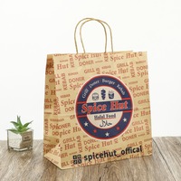 Emballages à emporter écologiques, jetables, recyclables et biodégradables personnalisés, sacs en papier kraft pour la restauration rapide avec poignées