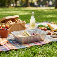 Conteneur alimentaire rectangulaire jetable en aluminium de 520 ml, résistant au four, de qualité alimentaire, pour gâteaux, tartes aux œufs, pains, saucisses, pâtes, préparation de repas et restauration