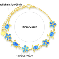 Gelang Opal Bohemian Hawaii, Desain Gelang Bunga Kura-Kura Opal yang Cantik dan Elegan, Perhiasan Wanita yang Modis