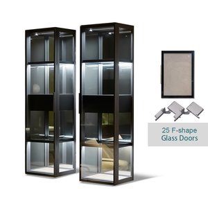 Vitrina de cocina Almacenamiento Trofeo Pared Estantes altos Gabinetes de exhibición de joyería inteligente con puertas de bisagra de vidrio oscilante de perfil de aluminio - Product Image 2