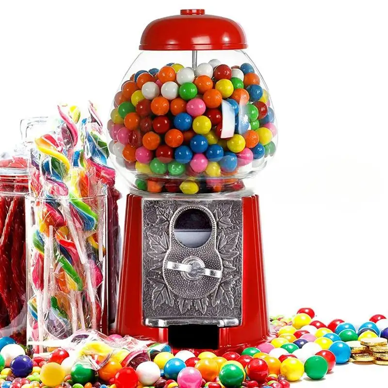 Metalen Vloer Staande Retro Kauwgom Candy Gumball Machine Rode Nieuwigheid Klassieke 9 Inch Gumball Machine