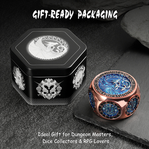 Juego de <span class=keywords><strong>Dados</strong></span> Giratorios de Aleación de Zinc de 8 Caras y Doble Cara, Color Oro Rosa, 8 Piezas - <span class=keywords><strong>Dados</strong></span> para Juegos de <span class=keywords><strong>Rol</strong></span> D&D <span class=keywords><strong>con</strong></span> Caja de Regalo de Monstruos Hexagonales - Product Image 6