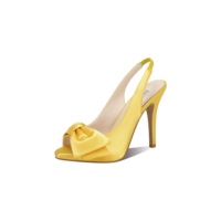 Sandales de mariée à talons aiguilles en satin pour femmes, à bout ouvert et bride arrière, avec grand nœud décoratif