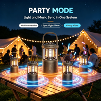 Mode fête et lumière dynamique, 24h d'autonomie, haut-parleur sans fil BT 5.3 IP67 étanche pour la natation, le camping, la randonnée, les voyages - Vert