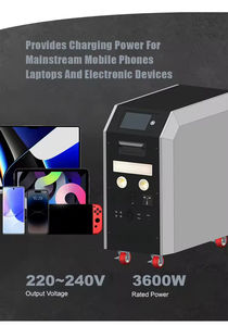 ポータブルソーラー発電システムステーション 2400w 3600w 発電機 キャンプ用 110v 220v ソーラーポータブル電源 - Product Image 2