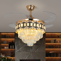 Ventilateur de plafond en cristal avec lumière, ventilateur silencieux à télécommande pour salon, lumière moderne pour chambre à coucher
