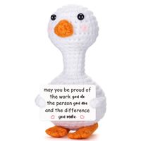 Poupée salamandre en laine crochetée à la main, motif dessin animé, avec message positif, en forme de oie blanche à bec orange et pattes, ornement cadeau pour oiseau