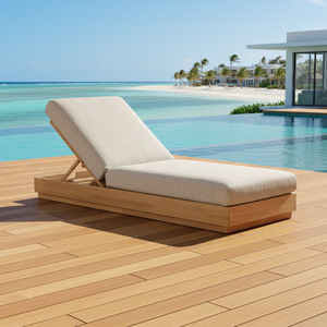 Chaise longue de luxe Luna en teck massif, design moderne et minimaliste, pliable, pour extérieur, piscine, jardin, hôtel, durable, design haut de gamme - Product Image 2