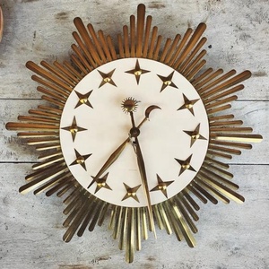 Gold Mid Century <b>Metal</b> Wall <b>Clock</b> - Product Image 1