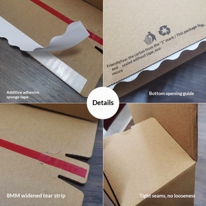 Boîte en carton ondulé rouge pliable avec logo personnalisé, bande de déchirement, pour emballage cadeau et colliers de bijoux - Product Image 2