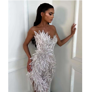 Vestido de Fiesta Elegante Antiestático de Satén con Estampado Digital Vintage, con Encaje, Cristales, Flores y Perlas - Product Image 5