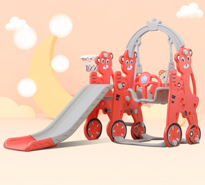 Hot Sale <strong>Mini</strong> Indoor Plastic Slide New Wholesale Kids <strong>Play</strong> House and Toys Carton Bear Simple Design for Kids - Product Image 3