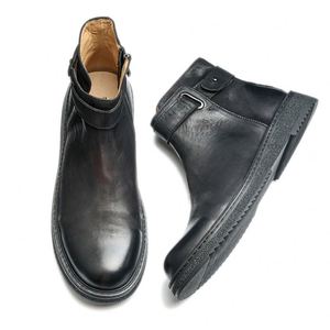 New Men's <b>Winter</b> <b>Ankle</b> Waterproof Chukka <b>Boots</b> Round-toed British Style with Cow Leather - Product Image 2