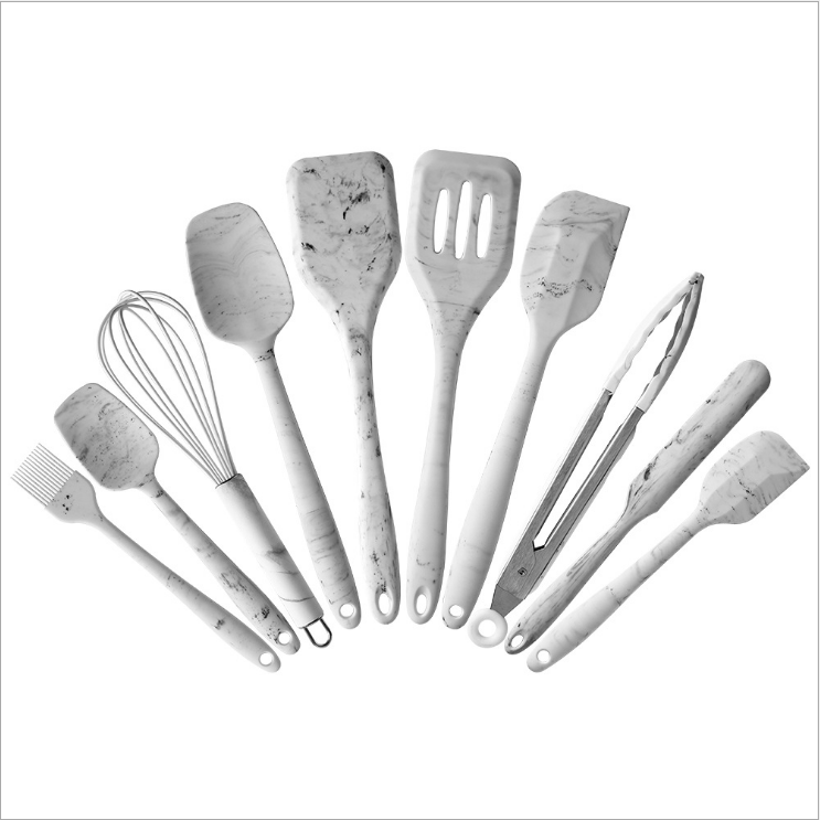 Оптовая продажа, набор легко чистящих кухонных инструментов, набор из 10 силиконовых кухонных принадлежностей