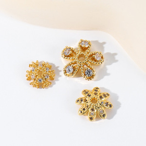 Gold Plated Zircon Flower Setting <b>Copper</b> Bead Receptacle For <b>Bracelet</b> Making C21 - Product Image 3