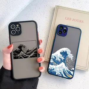 เคสโทรศัพท์ลายคลื่นสีฟ้าสำหรับ Iphone,เคสโทรศัพท์สำหรับ Coque Iphone 12 11 Pro Max 7Plus 8 6S Plus เคสโต้คลื่นสำหรับ Funda Iphone X XR XS Max SE 2020สีดำ