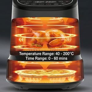 Horno de Pizza Comercial de Doble Zona y Freidora de Aire Combinados, Horno de Convección de Sobremesa de 8.5L+12 Pulgadas, Control Independiente para Restaurantes - Product Image 5
