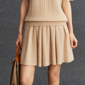 Falda plisada de Cachemira para mujer, minifalda de lana de cintura alta, Falda corta elegante para otoño e invierno, venta al por mayor - Product Image 2