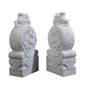 Shengye Hochwertiger hand geschnitzter chinesischer Torpier stein aus Natur marmor, der ein Paar Stein löwen Kirin schnitzt