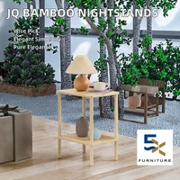 Tables de chevet modernes à 2 niveaux Tables de chevet en bambou naturel pour chambre principale Meubles de chambre en bois