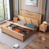 Lit superposé double en bois massif moderne et simple avec rangement réglable, vente directe d'usine, couleur bois, pour chambres d'hôtel et d'appartement