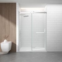 Porte de douche coulissante sans cadre en verre trempé certifiée ANSI Z97.1 avec revêtement facile à nettoyer pour la rénovation de salle de bain