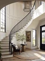 Escalier en colimaçon en acier personnalisé HZ avec rampes en fer forgé, escalier intérieur moderne pour villas