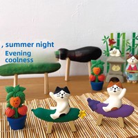 Ornamen Kucing ZAKKA Musim Panas Motif Semangka, Figur Mainan Trendi, Dekorasi Mobil, Kerajinan Resin DIY Blind Box