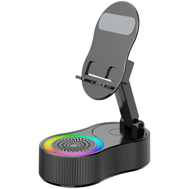 2025 Auto-Sensing Wireless BT 5.3 Speaker USB AUX Portable Power Bank Phone Stand RGB Foldable Smartphone Speaker Voice Control