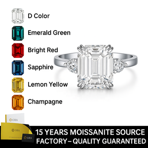 925 כסף סטרלינג <span class=keywords><strong>4</strong></span> קראט אמרלד חתוך אמרלד חתוך אמרלד ירוק טבעת moissanite - Product Image 4