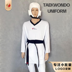 Uniforme de Taekwondo Kyles Blanco con Cuello Negro de Secado Rápido, Ropa de Artes Marciales Unisex para Entrenamiento y Competencia - Product Image 1