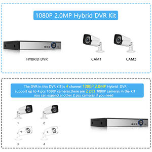 Kit de Câmera de Segurança <span class=keywords><strong>CCTV</strong></span> 4CH 1080P AHD <span class=keywords><strong>DVR</strong></span> Sistema de Câmera de Segurança para Casa Câmera AHD Sem Fio à Prova d'Água 2MP Kit de Segurança de Vídeo <span class=keywords><strong>P2P</strong></span> - Product Image 5