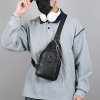 Nouvelle sacoche de poitrine tendance pour homme - Sac bandoulière décontracté polyvalent et élégant en PU imperméable à motif crocodile