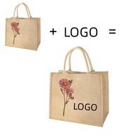 Sacs fourre-tout en jute personnalisables, écologiques et recyclables, avec poignées d'épaule/main, fermeture ouverte, vente en gros d'usine