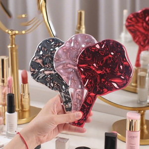 Zonyin Wholesale New Design Diamond Shape Makeup <strong>Mirror</strong> <strong>Plastic</strong> pink Electroplated Ripple Handheld Travel <strong>Mirror</strong> for Girls Women - Product Image 2