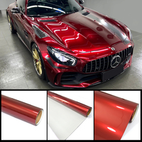 Film Vinyle PET Ultra Brillant Métallique pour Carrosserie Complète 1,52*17m, Couleurs Changeantes Rouge Cristal Violet Bleu Rose Vert