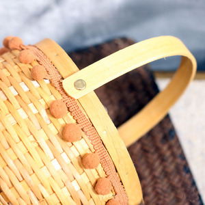 willow <b>wooden</b> woven Home storage <b>baskets</b> with handle with fabric liner/wicker <b>wooden</b> woven house storage <b>basket</b> with handle - Product Image 5